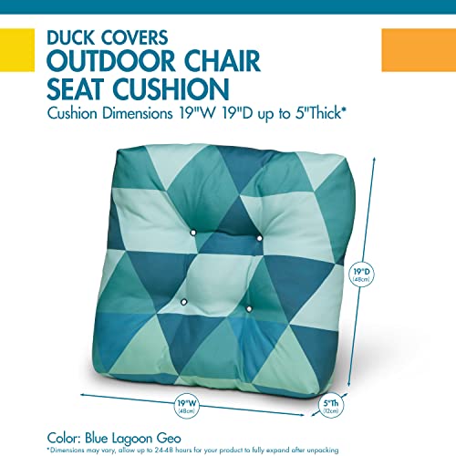 Duck Covers Water-Resistant 19 X 19 X 5 Inch Indoor Outdoor Seat Cushions, Blue Lagoon Geo, 2-Pack, Outdoor Patio Cushions #TOP5