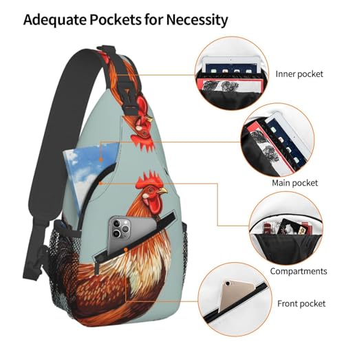 Mochila Sling Negra Estampado Pollo miniatura 3