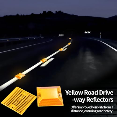 Image of 40 Pcs Road Reflectors, Reflective Street Pavement Markers, 3.7x3.7 inch Driveway Asphalt Stud Markers, Road Driveway Reflectors for Speed Bumps, Highways, Pedestrian Crossings