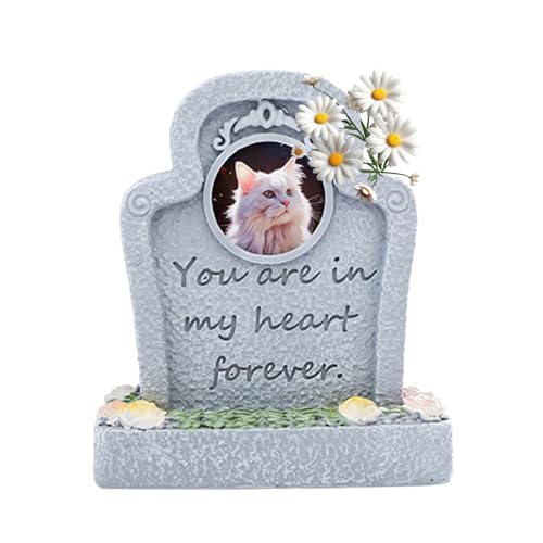 Tomotato Placa Memorial para Mascotas, Resina Premium con Marco para Foto 9.5x5.5x11.5 cm para Jardín o Exteriores, Homenaje Personalizado para Perros y Gatos