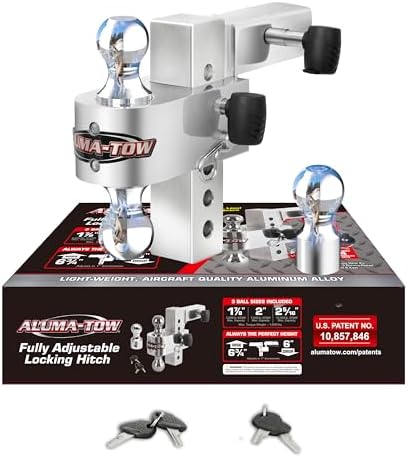 Uriah Products Aluma Tow aluminum ball mount with 3 interchangeable balls and 12,000 lb capacity