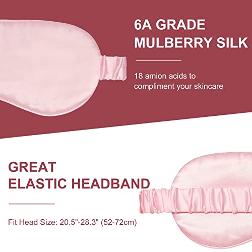 Olesilk EM002-PINK Silk Sleep Mask, 100% Mulberry Silk Eye Mask For Sleeping, Double Layer Silk Filling And Elastic Strap, Travel And Nap thumb #5