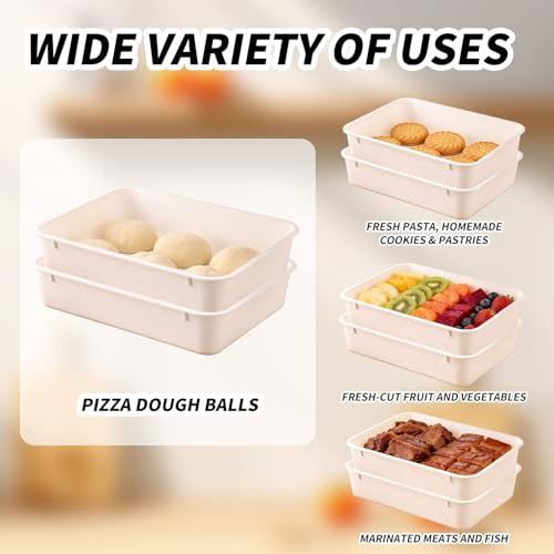 Image of 2 Pack Pizza Dough Proofing Box, Pizza Storage Container，Food Storage Containers with Lids，Pizza Pack Container Expandable，Bread Proofing Box，Stackable Commercial Quality Trays with Covers