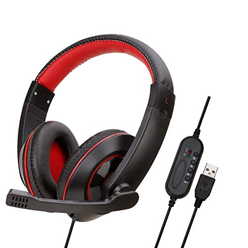 XUnion #ooMaL8 Gaming Headset USB Over-Ear Stereo Gaming Kopfhörer Mikrofon für N-, Rot #Plw388, M Cover