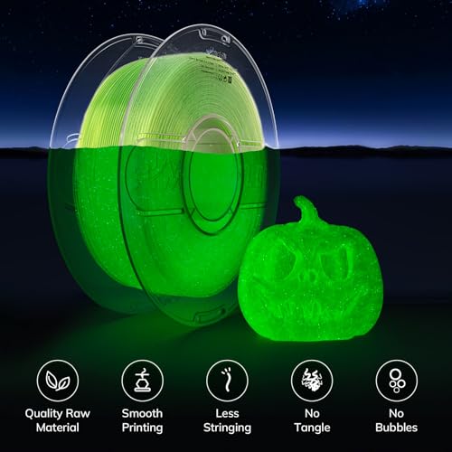 Image of AMOLEN 3D PLA Printer Filament, 1.75mm Glow in The Dark Shiny Firefly Green PLA Filament for 3D Printing, Best with UV lamps, 1kg Spool (2.2lbs), Dimensional Accuracy + /- 0.02 mm, Fit Most 3D Printers