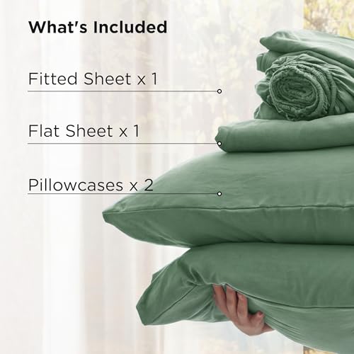 Image of Bedsure Deep Pocket Twin Sheets, 4 Piece, Prewashed Ultra-Soft, 18-inch | Extra Deep Pocket, Breathable, Secure Fit, Hotel Luxury Bed Sheets, Lightweight, For Air Mattress, Guest Bedroom