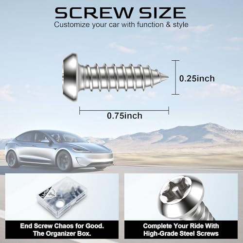 Image of LivTee Anti Theft License Plate Screws Set for Securing Frames and Covers, License Plate Bolts, M6 (1 /4 inch) Tamper Proof Screws, Caps Cover for Front Rear Frame Holder Mounting (Silver-4PCS)