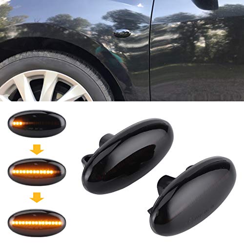 2Pcs LED Side Marker Turn Lights, Smoke Lens Sequential Flashing Amber Light Turn Indicator Blinker Lamp Lamp Fit for Mazda 3 5 6 BT?50 MPV