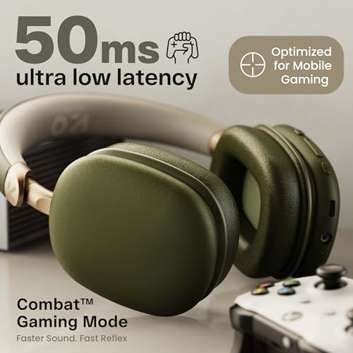 Image of GOBOULT Fluid X Headphones Bluetooth Wireless with 60H Playtime, 40mm Drivers, Zen ENC Mic, Type-C Charging, Combat Gaming, BTv 5.4, Headphones Wireless with mic (Spring Green)
