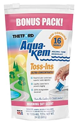 THETFORD Aqua-KEM Morning Sky Toss-Ins RV Holding Tank Treatment - Deodorant/Waste Digester/Detergent - Pack of 16 96570