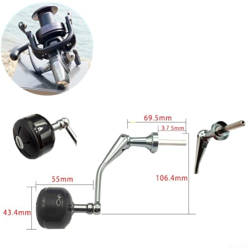 Poignée de moulinet carbone 106,4 mm avec bouton métal pour une rotation fluide