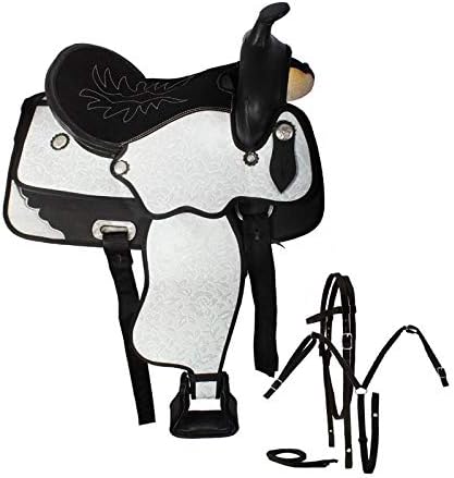 Western Barrel Racing Handmade Synthetic Cordura Horse Saddle Lightweight Trail Tack Equestrian Get Matching Headstall, Breastplate & REINS, Size: 10-18 inches Seat, DD01