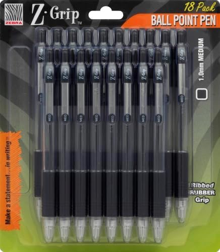 Miniatura 2 de Bolígrafo Zebra Z-Grip retráctil punta media 1 mm tinta negra 18 piezas número de modelo 22218 Negro, Azul / Patchwork, Rojo, Variados