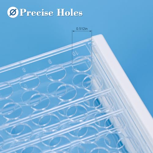 3 Pack Plastic Test Tube Rack, 50 Holes Lab Rack Holder for 13mm Tubes, Detachable, Transparent