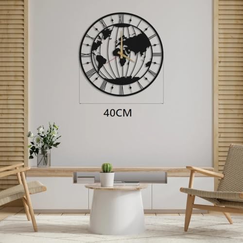 Image of Wall Clock Stylish Metal Analog Wall Clock for Living Room, Bedroom, Office, Kitchen, Home and Hall | Antique Fancy Big Size Modern Wall Watch (Black ST-7, 40 CM)