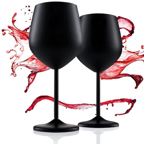 Catálogo para Comprar On-line Copas de vino tinto que puedes comprar esta semana. 48 Copas de vino de acero inoxidable de tallo alto,2 copas de vino tinto de metal de 18 oz,Taza de Vino Tinto Inastillable,adecuadas para aniversarios, Navidad, fiestas en la...
