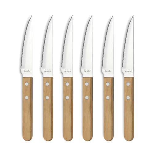 Amefa Steak Pizza Holz – Set mit 6 Steakmessern
