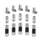 ALMOCN Coaxial Cable Connector 5PCS Right Angle Coaxial Connector + 5PCS RG6 Coax Cable Extender + Black RG6 Compression Connectors for Wall Mounted TV, Wall Plate, Modem
