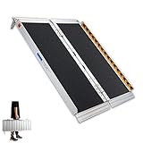 Rollstuhlrampe 122CM, gardhom Max. 362KG Ladekapazität Anti-Rutsch Alu Klapprampe für Rollstuhlfahrer oder Rollator, Schwellenrampe für Heimtreppen Treppen Türen Mobilitätsroller