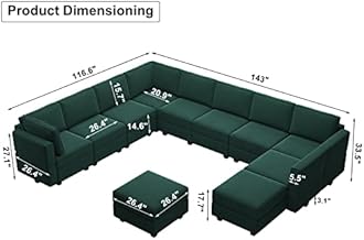 Belffin Modular Sectional Sofa with Ottomans Velvet Oversized U Shaped Sofa Couch with Storage Seats Sofa Set with Reversible Chaise Velvet Green…