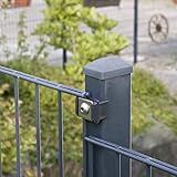 HORI Doppelstabmattenzaun Komplettset I Metallzaun Gartenzaun I Robust und wetterfester Zaun I Höhe 83 cm I Anthrazit I RAL 7016 I mit Klemmhaltern - Zaunlänge 2,5 m