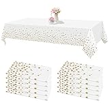 10 Pack 54' x 108' Plastic Tablecloths Rectangular Tablecloths Gold Star Disposable Tablecloths for...