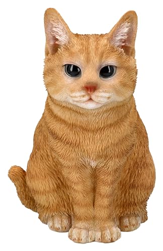 Katzenfigur Getigerter Kater 19,5 cm - Orange Katze Figur Dekofigur Geschenk für Katzenliebhaber Hotant