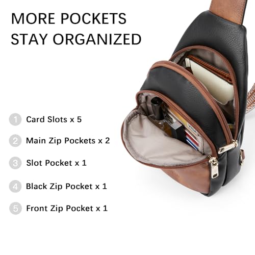 BOSTANTEN Small Sling Bag for Women Leather Crossbody Bags Fanny Pack Chest Bag for Travel