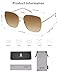 SOJOS Trendy Oversized Square Metal Frame Sunglasses for Women Men Retro Big Flat Lens UV Protection Sunglasses SJ1146, Gold Frame/Brown Grading Lens