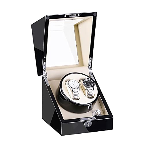 CYJ Automatischer Uhrenbeweger, leiser Motor-Uhrenbeweger aus PU-Leder, Dual-Netzteil, Batterie-Uhrenbeweger für 2 Uhren Cover