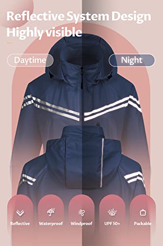 Image of CREATMO US Women's Sun Jackets Lightweight Packable Shirts UPF 50+ Hoodie Reflective Cycling Jacket With Detachable Hood