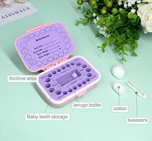 Vewye Baby Tooth Box Kids Keepsake Organizer Cute Children Tooth Fetal Hair Container With English Mark (Rainbow-Pink) #TOP1