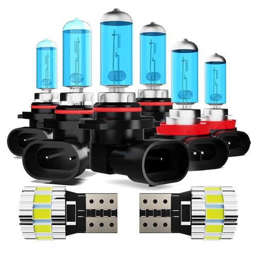 Image of Light Bulbs Fit For Toyota RAV4 2006-2012, High Performance Halogen Headlight Bulb And License Plate Lights Combo, 9005 9006 H11 High Low Beam Fog Lights, 6000K White Light, Pack of 8