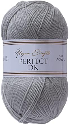Utopia Crafts DK Double Knitting Yarn, 100g (Light Grey Heather)