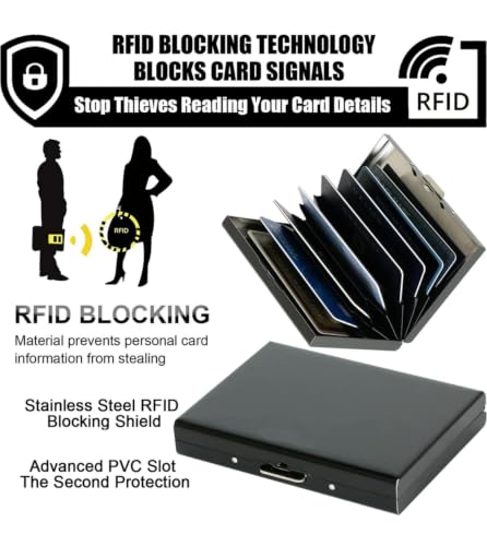 Generic Trendy 8-Slot RFID Stainless Steel Credit Card Holder (Black) - Image 4