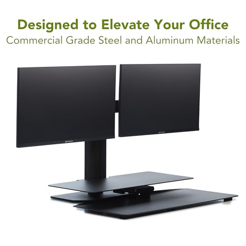 Perfect POSTURE Sit2Stand Standing Desk Converter with Dual Monitor Mount – 18” Height Adjustable Sit-Stand Workstation – Black - Image 6