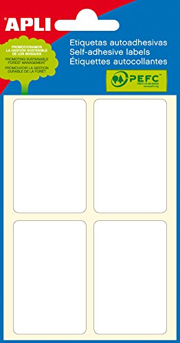 APLI 2683 - Etiquetas blancas adhesivo fuerte (34 x 53) 6 hojas