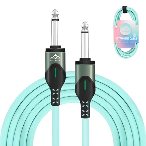 EASTROCK Professional Guitar Cable 10 Feet, 1/4\" TS Anti-Kink Stage Cable for Electric Bass Guitar Pro Audio Electric Mandolin, Dual Straight Connectors (Mint Green)