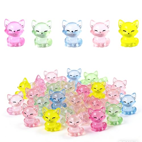 MinFanger 100pcs Mini Fox Figurines Small Animal Collectibles for DIY