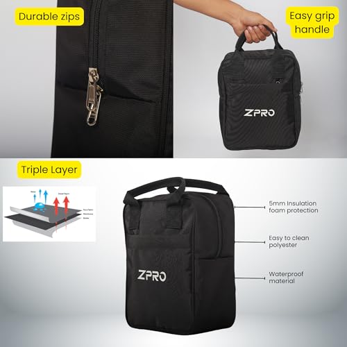 Image of ZPRO Insulated Lunch Bag | Leakproof Thermal Tiffin Bag for Office, School & Travel | Keeps Food Hot & Cold | for Men, Women & Kids | Black