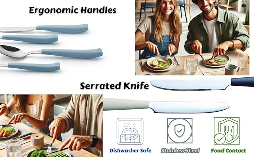 EXZACT Cutlery Set Coloured 16pcs Stainless Steel, Silverware with Coloured Handles Comfortable to Hold (Lilac x 16) - Image 5