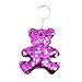 Produktbild NYAOLE Glitter Pompom Pailletten Schlüsselanhänger Cute Bear Keychain Anhänger Geschenke für Frauen Auto Schlüsselanhänger Tasche Zubehör, Lila