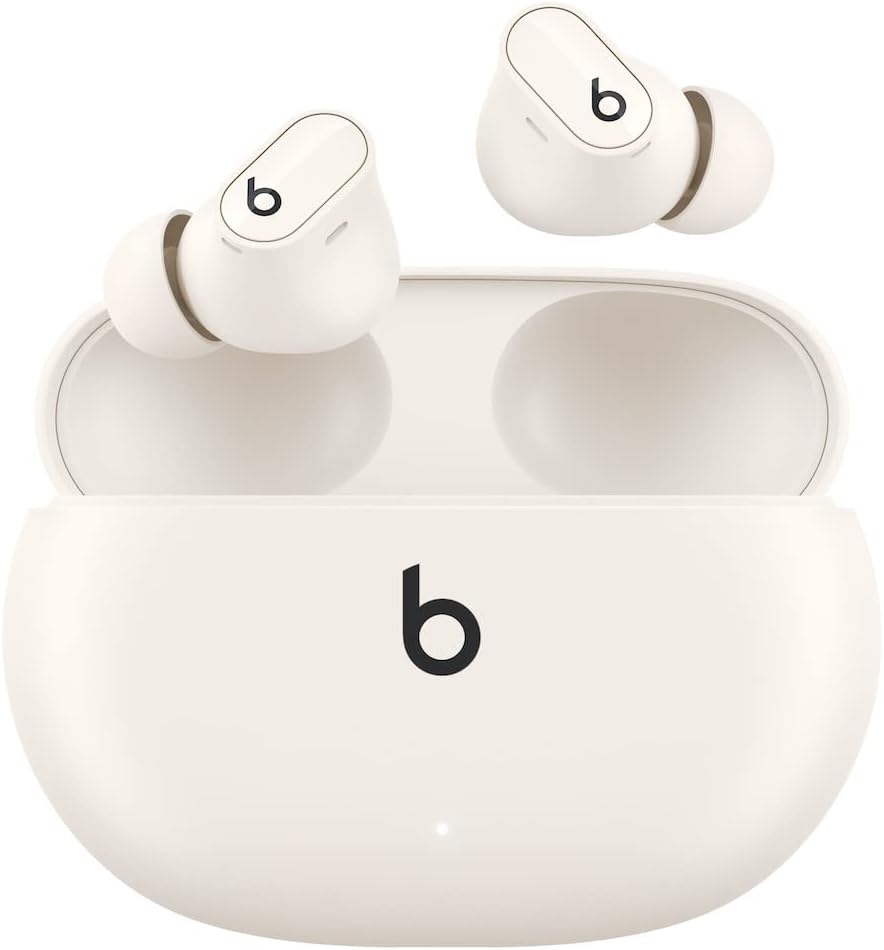 Studio Buds + | True Wireless Noise Cancelling Earbuds, Enhanced Apple & Android Compatibility, Built-in Microphone, Sweat Resistant Bluetooth Headphones, Spatial Audio - Ivory | Noise cancellation and audio playback with 2 drivers, microphone and water resistance