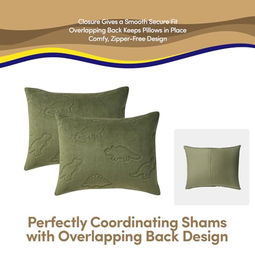 Image of Full Size Kids Comforter Set - Dinosaur Embossed Bedding Set Bed in a Bag for Boys and Girls Toddlers Sheet Set and Comforter, Dinosaur Embossed