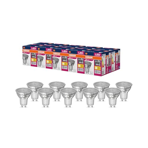 Osram LED Star Value PAR16 LED Lampe für GU10 Sockel, Reflektor-Lampe, GL, 575 Lumen, warmweiß (3000K), Ersatz für herkömmliche 80W Glühbirnen, nicht dimmbar, 10er-Pack