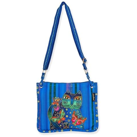 Sun 'N' Sand Laurel Burch Crossbody Tote Zipper Top 12"X9.5"-Gatito Azul, Blue Cover