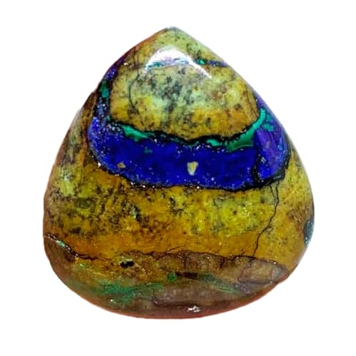 Cabochon en azurite malachite véritable forme poire 29 mm d'une qualité rare