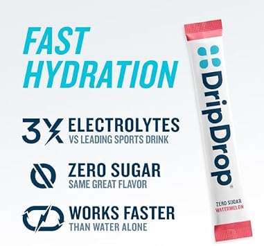 DripDrop Hydration Sugar Free Electrolyte Packets, Variety Pack, 64 Count