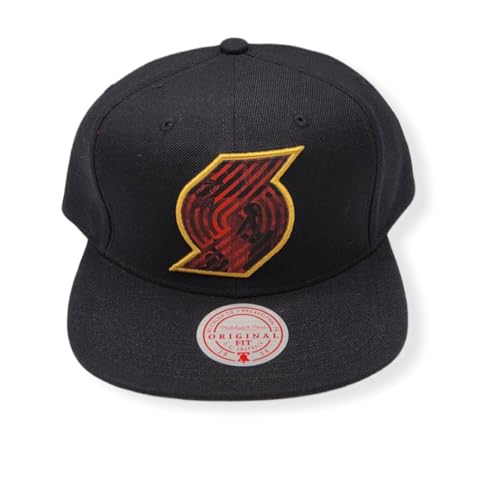 Portland Trail Blazers Mitchell & Ness NBA Snapback Cap Hat Black Crown/Visor Team Color Logo