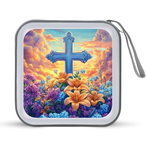 Crosss Flower CD Case Plastic DVD Case Holder Wallet Disc Storage Organizer for Car Travel